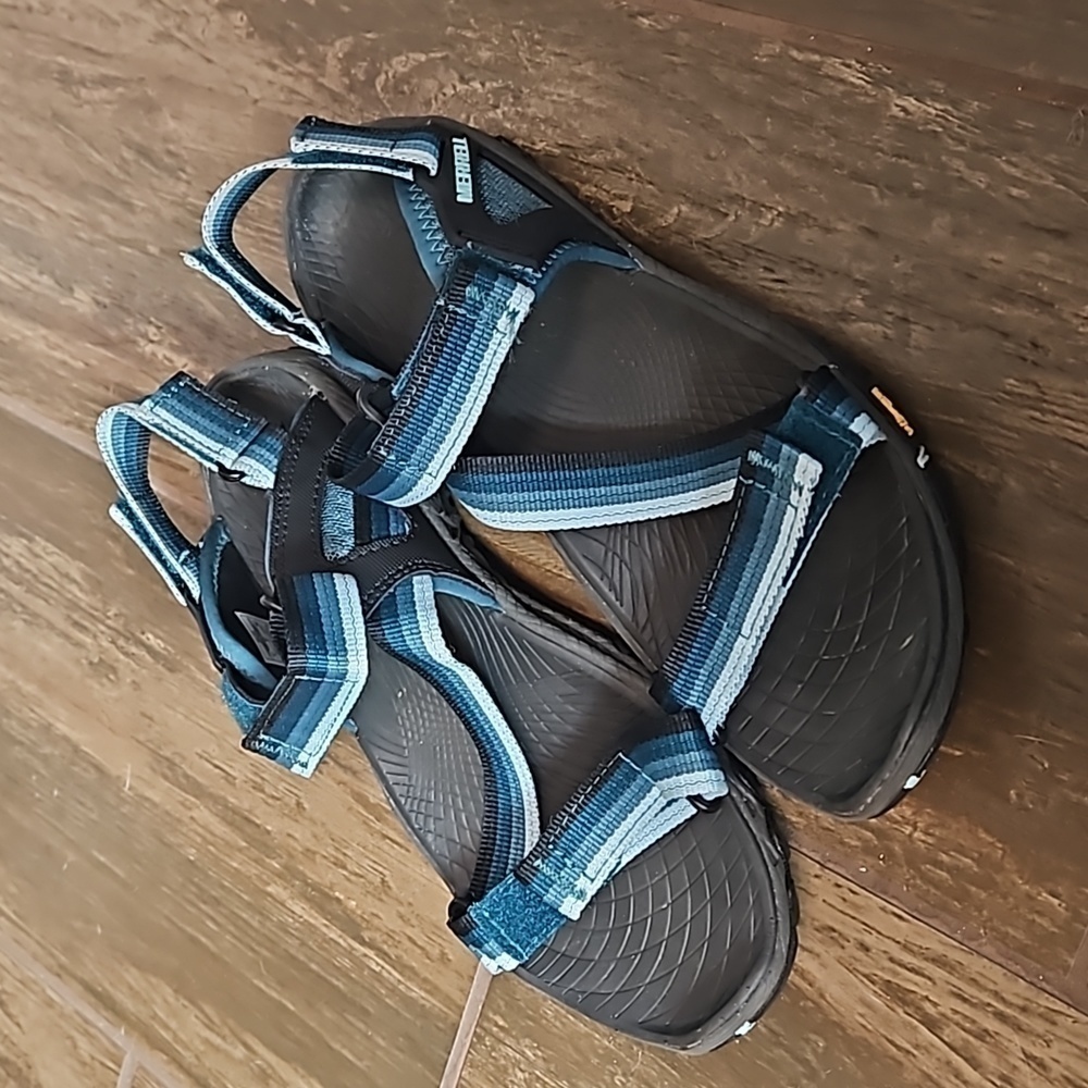 Merrell All Out Blaze Sandals Womens Size 7 Sea Pine Vibram Water Shoe Summer